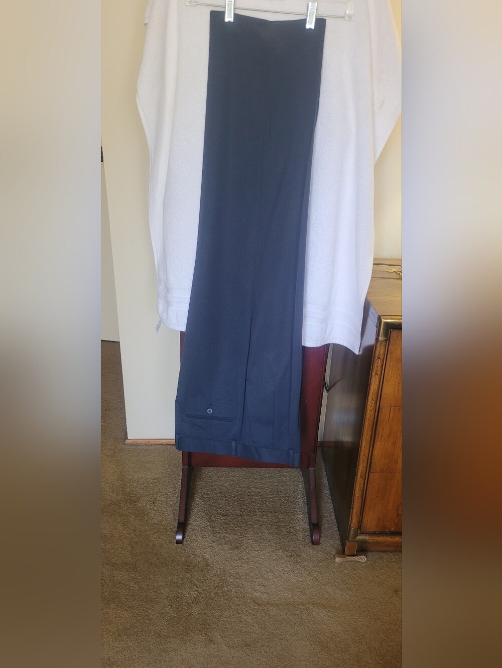 Navy Vintage Barrington Mens Size 36X29  Pleated Straight Dress Pants (white)